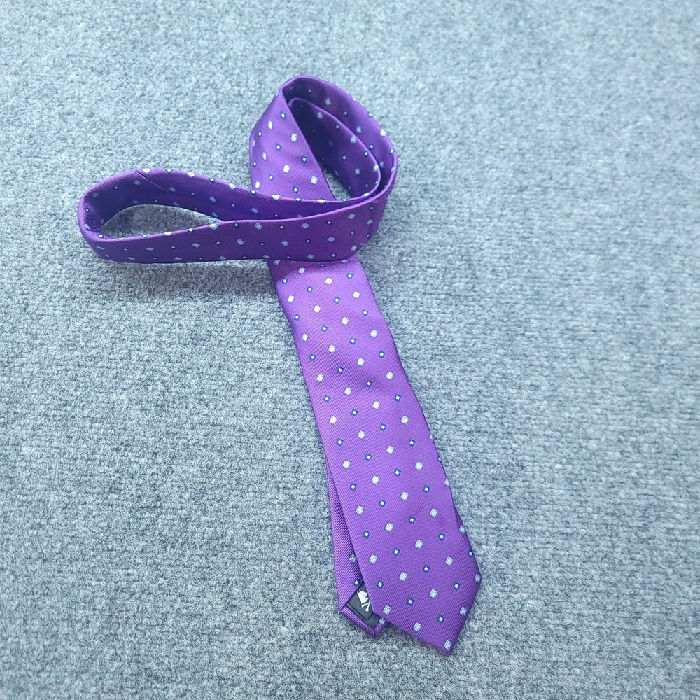 Nick Graham Mens Purple Geometric Diamond Pattern Handmade Polyester Necktie
